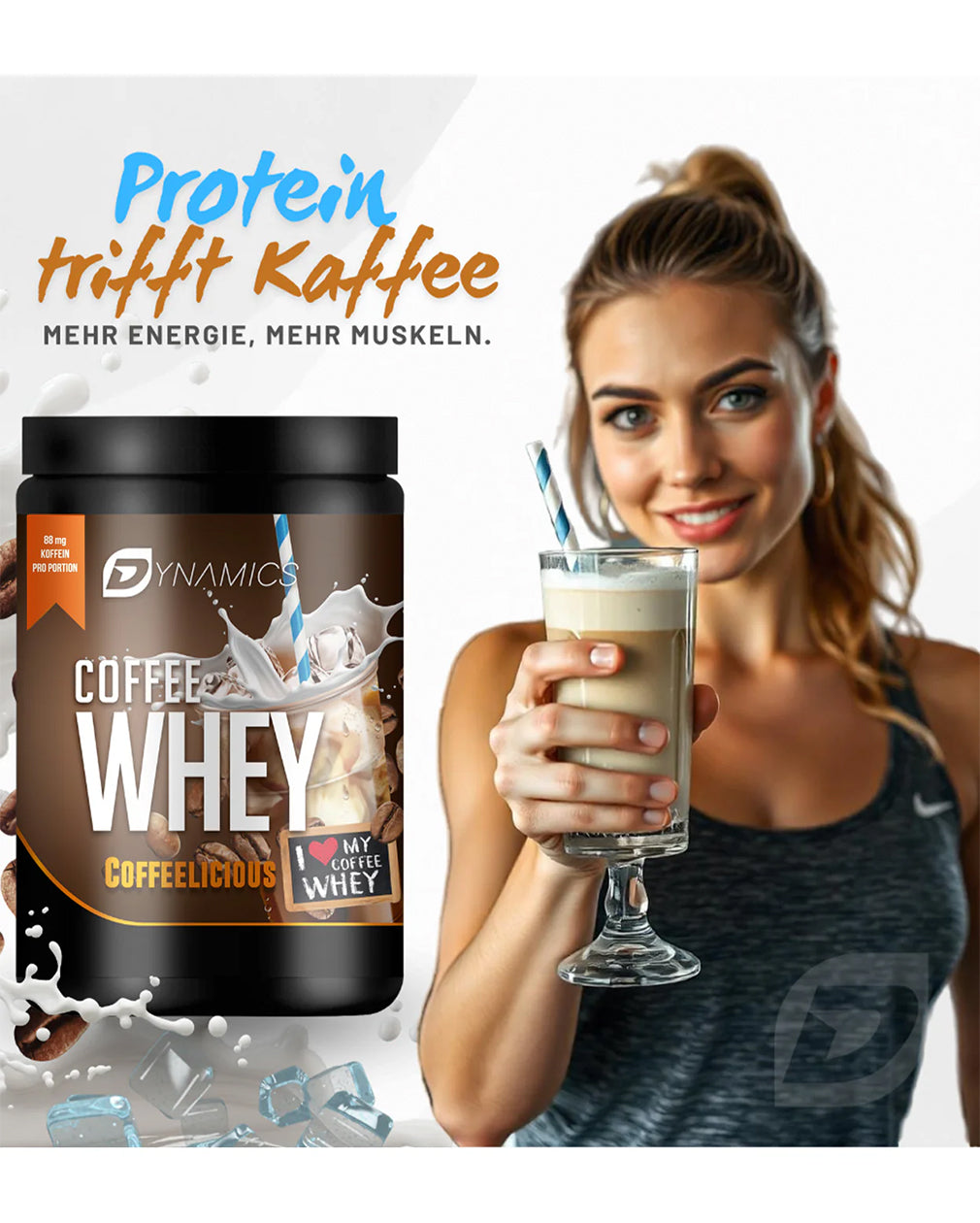 Cremiger Molkeproteinshake mit echtem Kaffeeextrakt