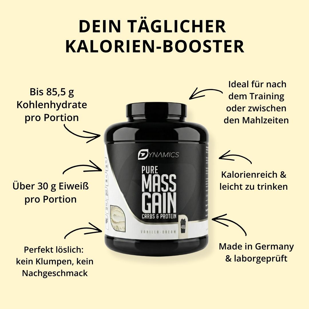Dynamics Pure Mass Gain 3 kg Vanilla Dream Nährwerte 