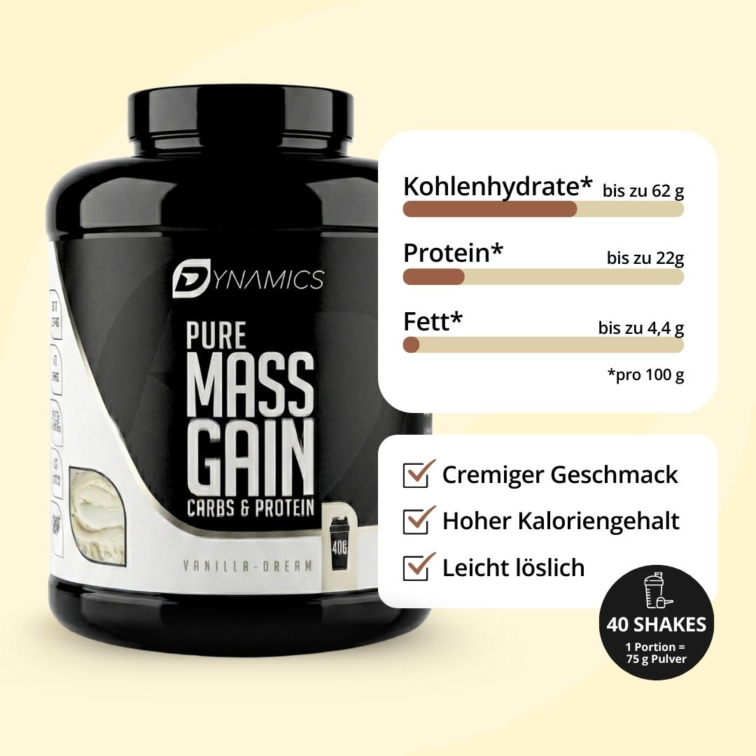 Dynamics Pure Mass Gain 3 kg Vanilla Dream Highlights 