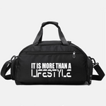 Sporttasche von Dynamics mit Slogan und extra Schuhfach