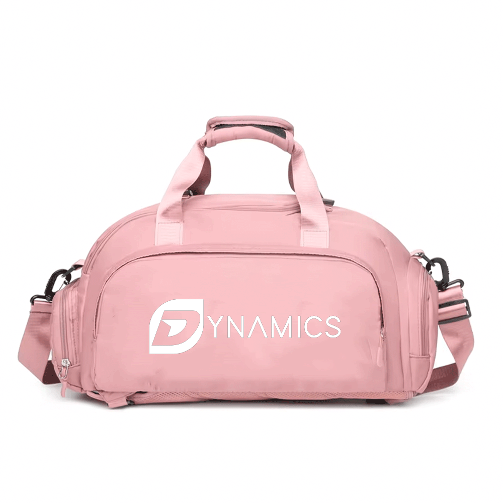 Sporttasche mit Dynamics Nutrition Logo im stylischen rosa