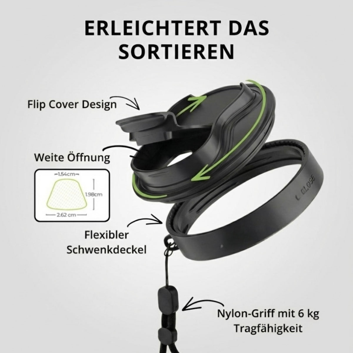 Kapselbox mit Nahaufnahme des Deckels und Verschlusssystem